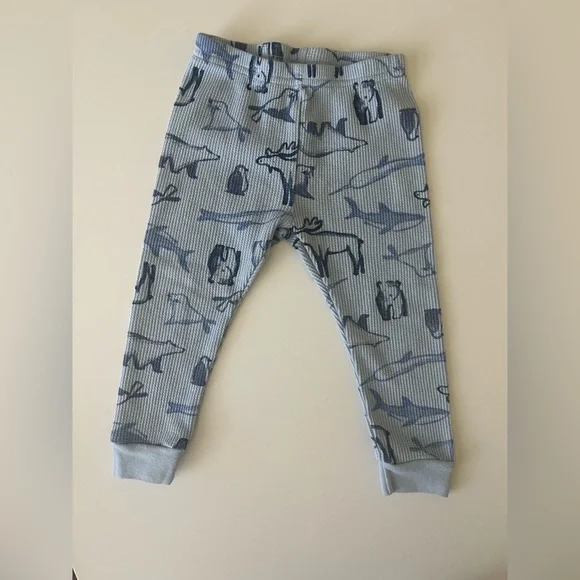 Carter's 18 Month Light Blue Thermal Animal Print Pajama Set - Picture 6 of 9